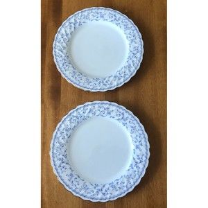 Noritake Bone China Plate Set of 2 NINFA LAGUNA White Blue Gold Rim Japan 9"